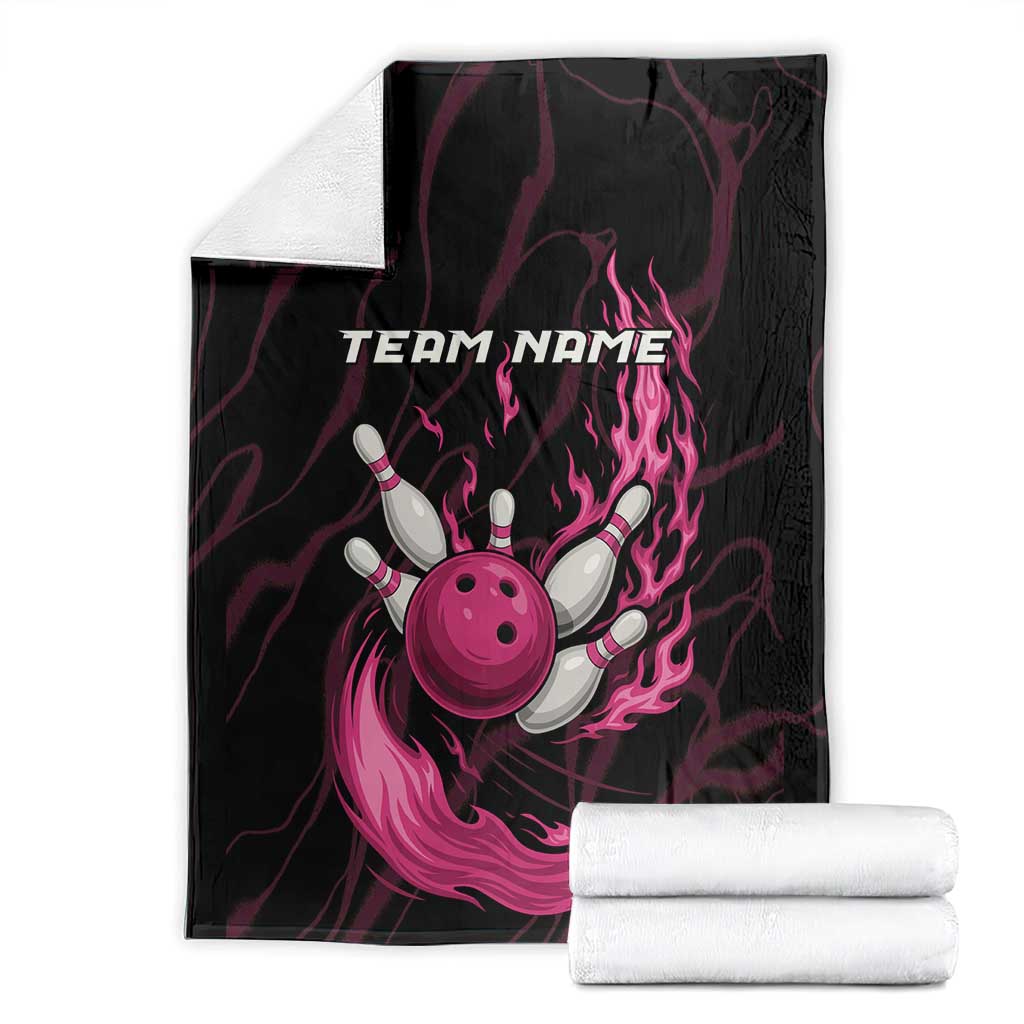 Pink Flaming Bowling Ball and Pins Blanket with Lightning Effect Graphic Design - Wonder Print Shop