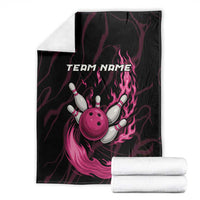 Pink Flaming Bowling Ball and Pins Blanket with Lightning Effect Graphic Design - Wonder Print Shop