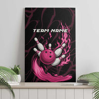 Pink Flaming Bowling Ball and Pins Canvas Wall Art with Lightning Effect Graphic Design - Wonder Print Shop