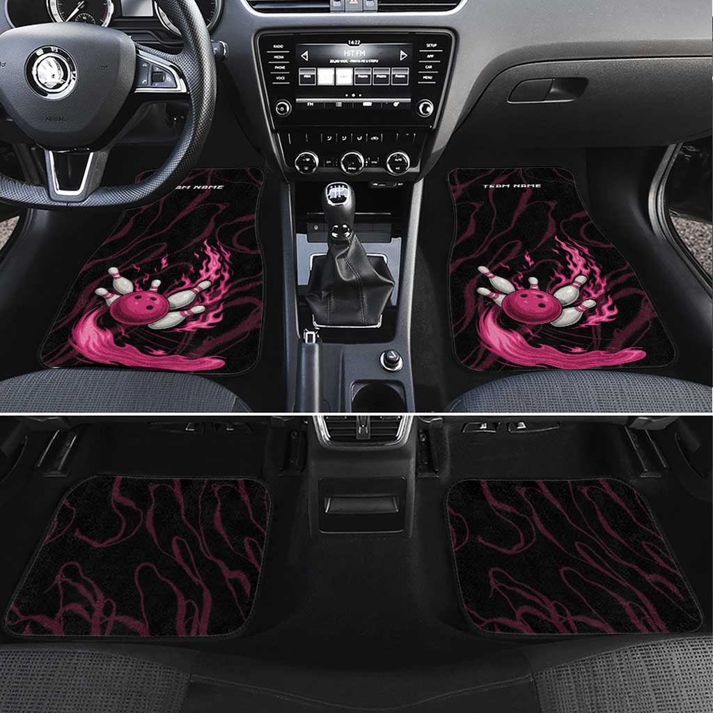 Pink Flaming Bowling Ball and Pins Car Mats with Lightning Effect Graphic Design - Wonder Print Shop