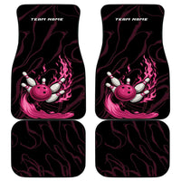 Pink Flaming Bowling Ball and Pins Car Mats with Lightning Effect Graphic Design - Wonder Print Shop