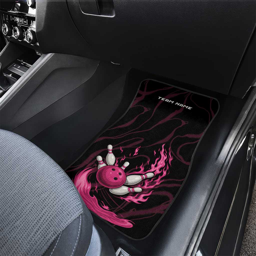 Pink Flaming Bowling Ball and Pins Car Mats with Lightning Effect Graphic Design - Wonder Print Shop