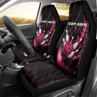 Pink Flaming Bowling Ball and Pins Car Seat Cover with Lightning Effect Graphic Design - Wonder Print Shop