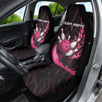 Pink Flaming Bowling Ball and Pins Car Seat Cover with Lightning Effect Graphic Design - Wonder Print Shop