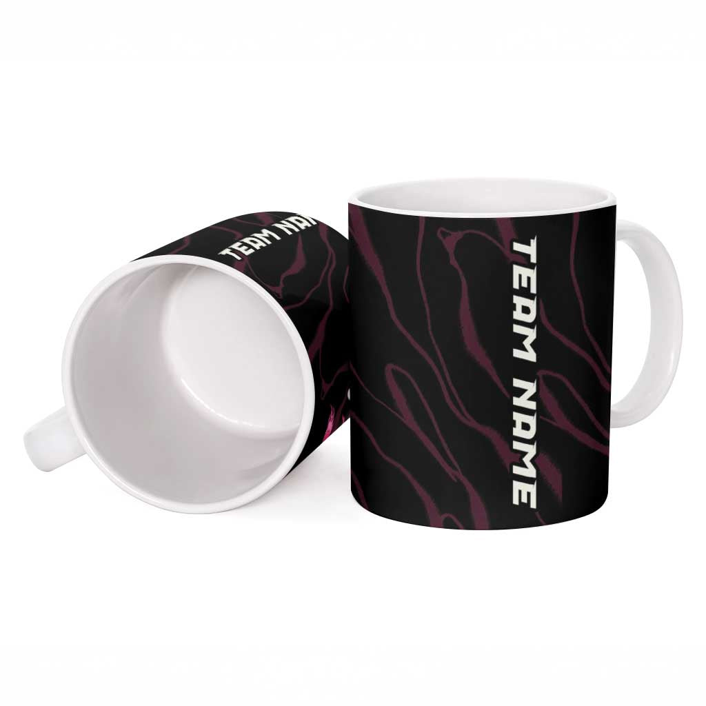 Pink Flaming Bowling Ball and Pins Ceramic Mug with Lightning Effect Graphic Design - Wonder Print Shop
