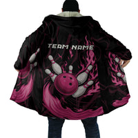 Pink Flaming Bowling Ball and Pins Cloak with Lightning Effect Graphic Design - Wonder Print Shop