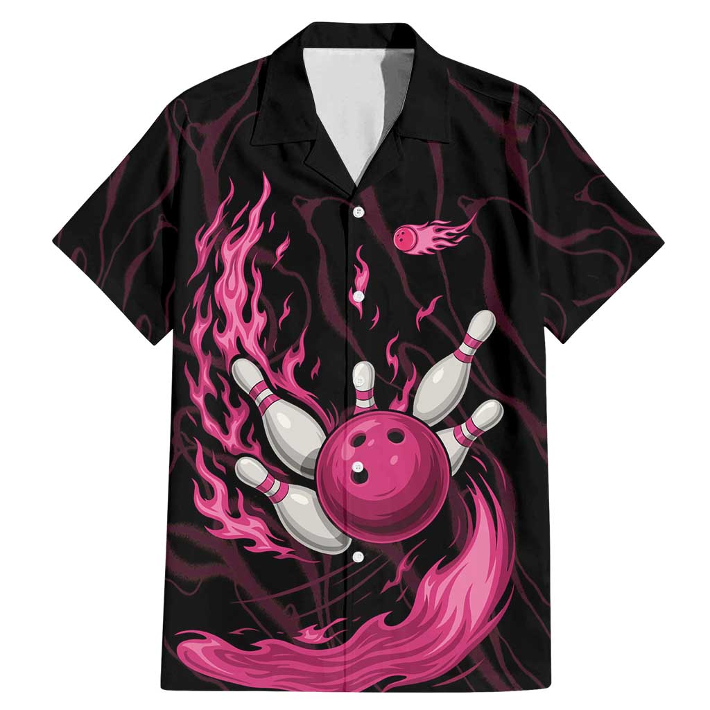 Pink Flaming Bowling Ball and Pins Family Matching Mermaid Dress and Hawaiian Shirt with Lightning Effect Graphic Design - Wonder Print Shop