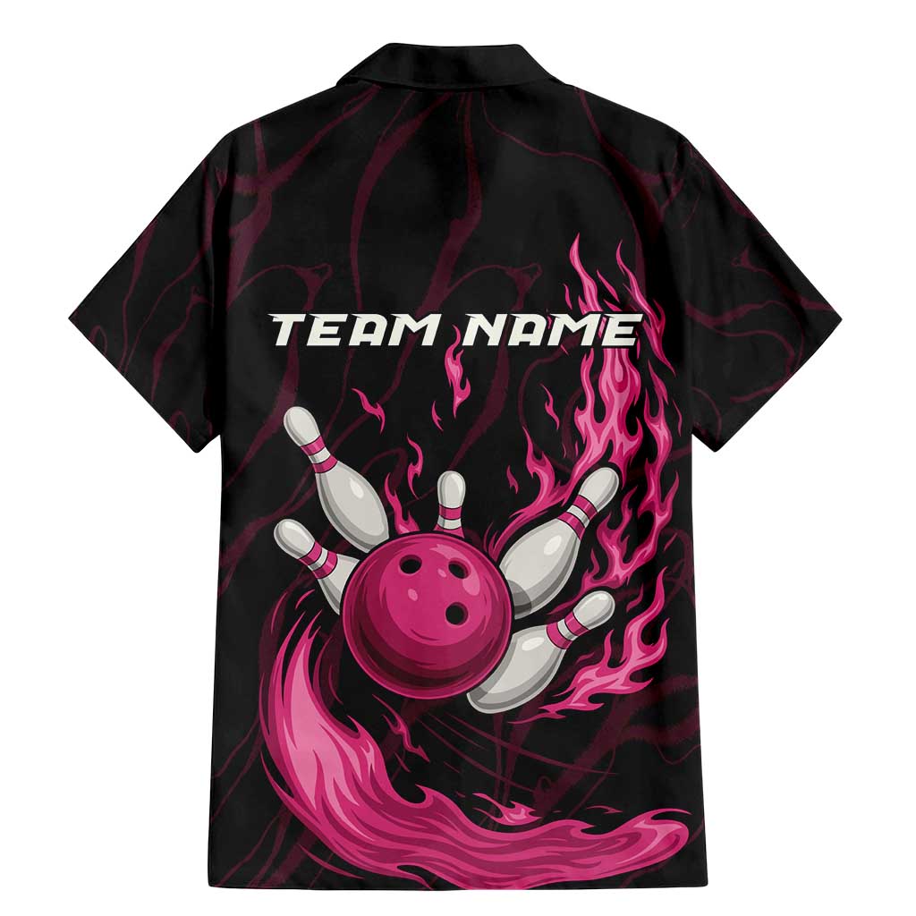 Pink Flaming Bowling Ball and Pins Family Matching Mermaid Dress and Hawaiian Shirt with Lightning Effect Graphic Design - Wonder Print Shop