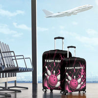 Pink Flaming Bowling Ball and Pins Luggage Cover with Lightning Effect Graphic Design - Wonder Print Shop