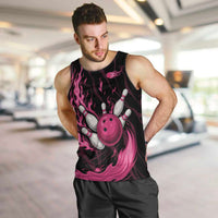 Pink Flaming Bowling Ball and Pins Men Tank Top with Lightning Effect Graphic Design - Wonder Print Shop