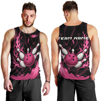 Pink Flaming Bowling Ball and Pins Men Tank Top with Lightning Effect Graphic Design - Wonder Print Shop
