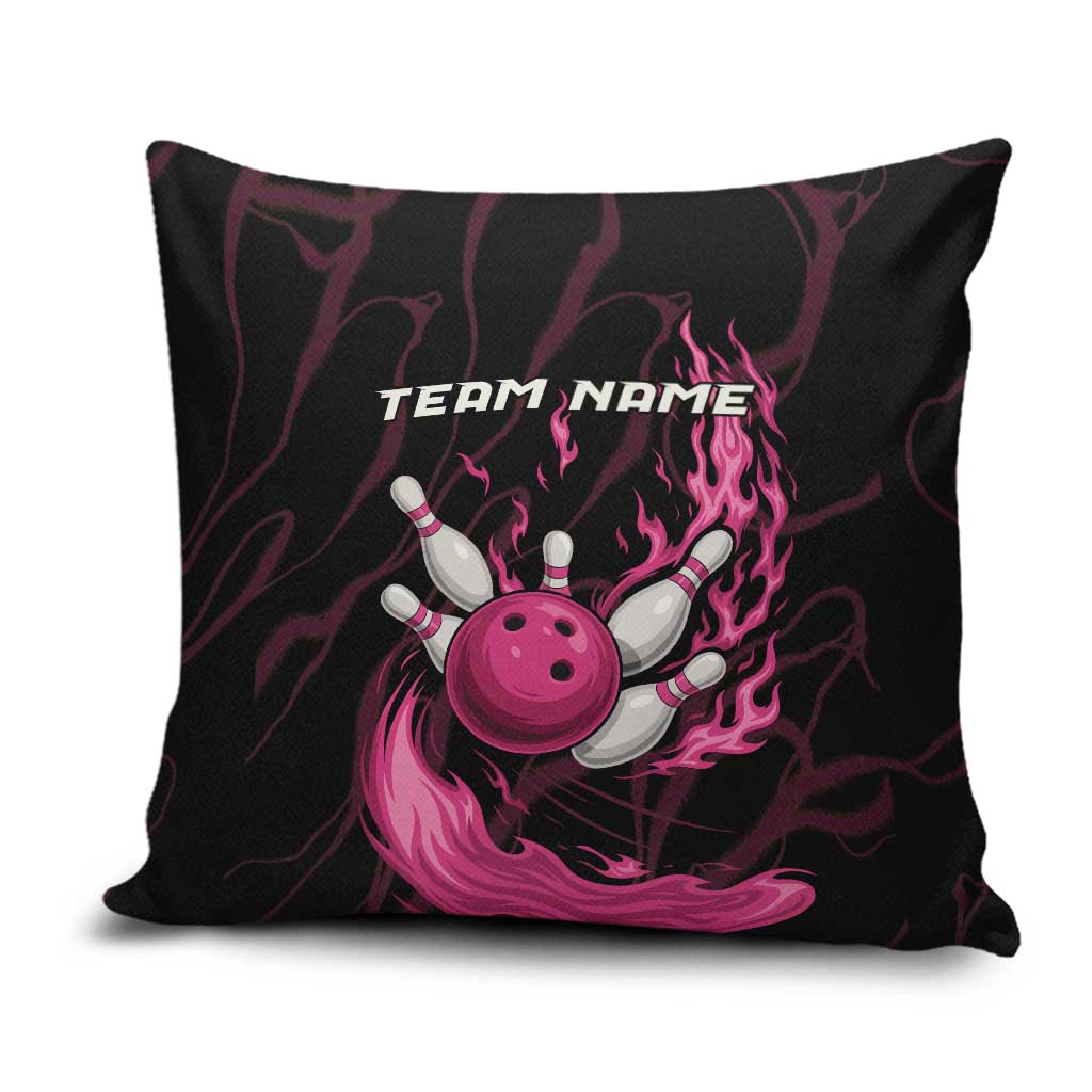 Pink Flaming Bowling Ball and Pins Pillow Cover with Lightning Effect Graphic Design - Wonder Print Shop