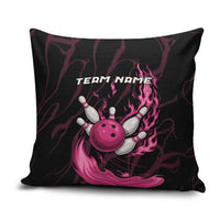 Pink Flaming Bowling Ball and Pins Pillow Cover with Lightning Effect Graphic Design - Wonder Print Shop