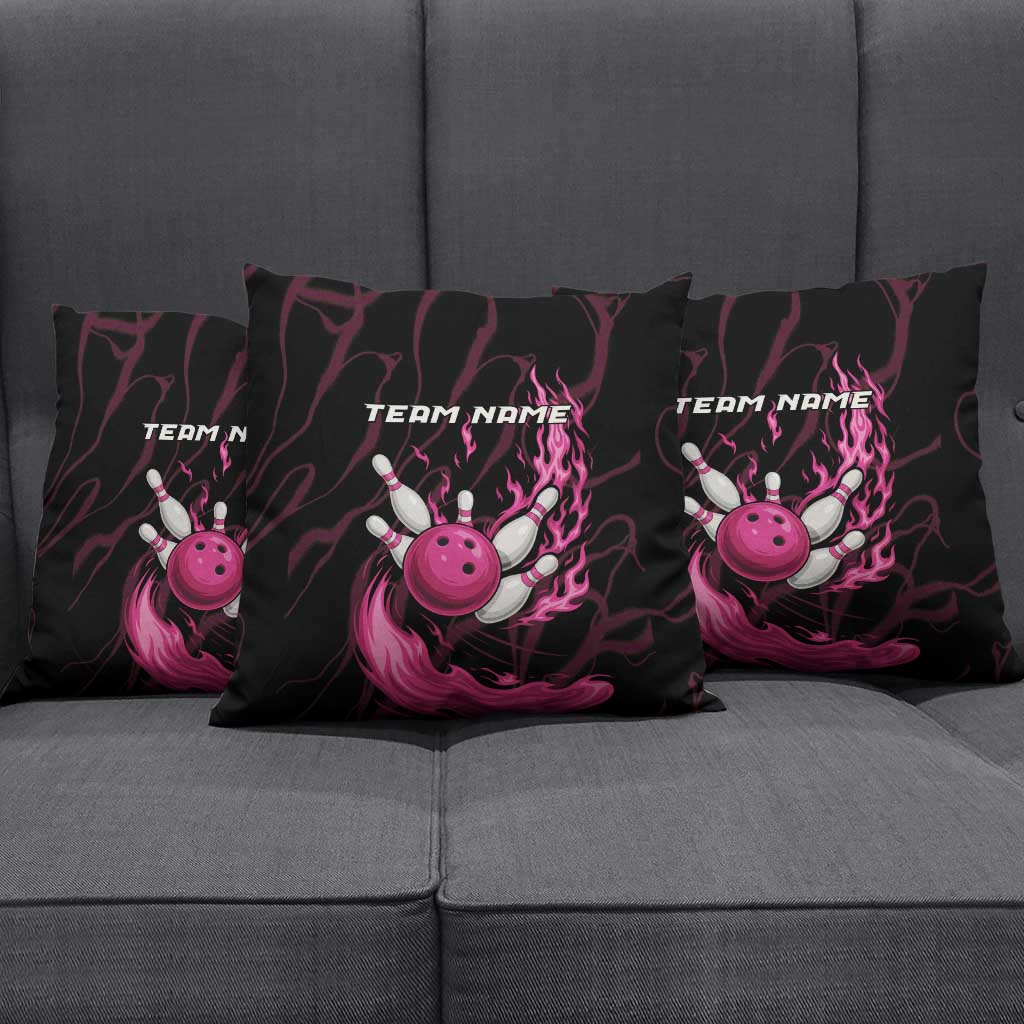 Pink Flaming Bowling Ball and Pins Pillow Cover with Lightning Effect Graphic Design - Wonder Print Shop