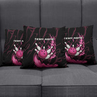 Pink Flaming Bowling Ball and Pins Pillow Cover with Lightning Effect Graphic Design - Wonder Print Shop