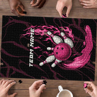 Pink Flaming Bowling Ball and Pins Puzzle with Lightning Effect Graphic Design - Wonder Print Shop