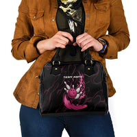 Pink Flaming Bowling Ball and Pins Shoulder Handbag with Lightning Effect Graphic Design - Wonder Print Shop