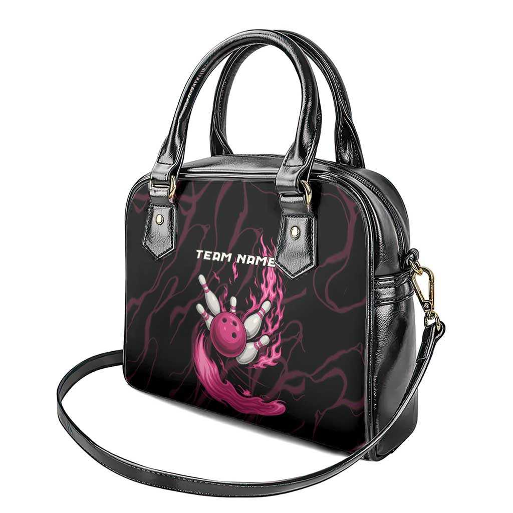Pink Flaming Bowling Ball and Pins Shoulder Handbag with Lightning Effect Graphic Design - Wonder Print Shop