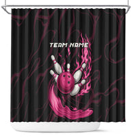 Pink Flaming Bowling Ball and Pins Shower Curtain with Lightning Effect Graphic Design - Wonder Print Shop