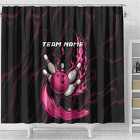 Pink Flaming Bowling Ball and Pins Shower Curtain with Lightning Effect Graphic Design - Wonder Print Shop