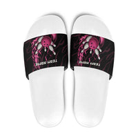 Pink Flaming Bowling Ball and Pins Slide Sandals with Lightning Effect Graphic Design - Wonder Print Shop