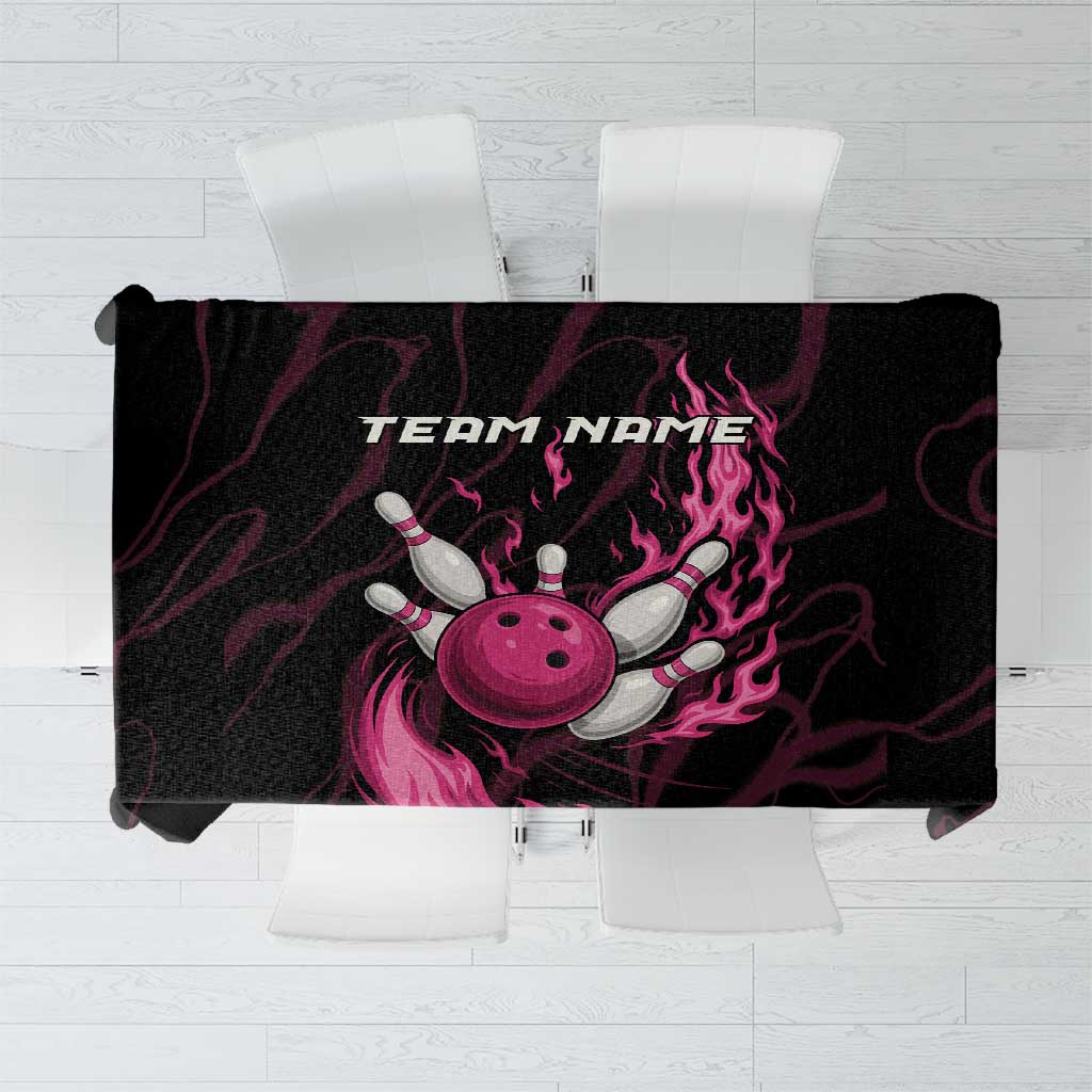 Pink Flaming Bowling Ball and Pins Tablecloth with Lightning Effect Graphic Design - Wonder Print Shop