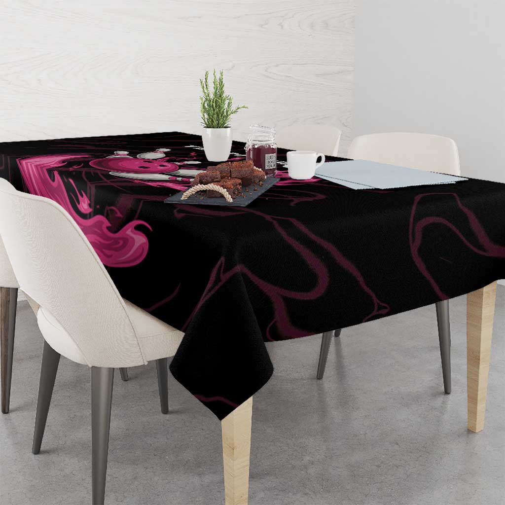 Pink Flaming Bowling Ball and Pins Tablecloth with Lightning Effect Graphic Design - Wonder Print Shop