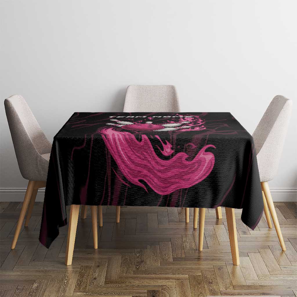 Pink Flaming Bowling Ball and Pins Tablecloth with Lightning Effect Graphic Design - Wonder Print Shop