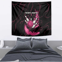 Pink Flaming Bowling Ball and Pins Tapestry with Lightning Effect Graphic Design - Wonder Print Shop