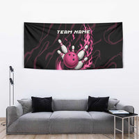 Pink Flaming Bowling Ball and Pins Tapestry with Lightning Effect Graphic Design - Wonder Print Shop