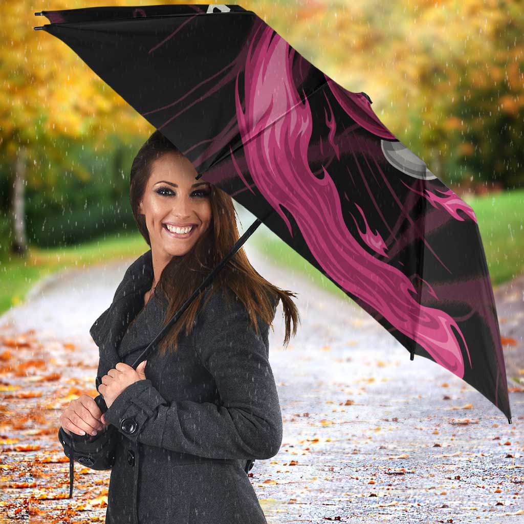Pink Flaming Bowling Ball and Pins Umbrella with Lightning Effect Graphic Design - Wonder Print Shop
