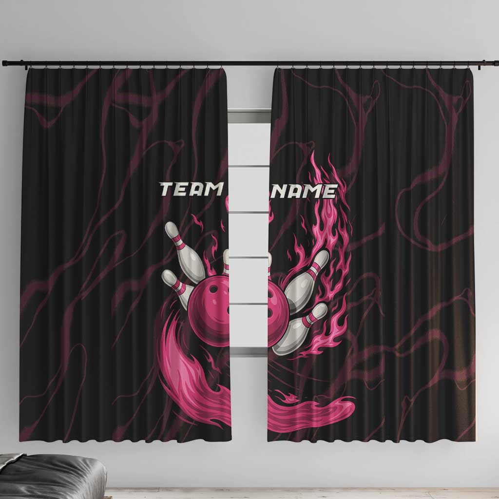 Pink Flaming Bowling Ball and Pins Window Curtain with Lightning Effect Graphic Design - Wonder Print Shop