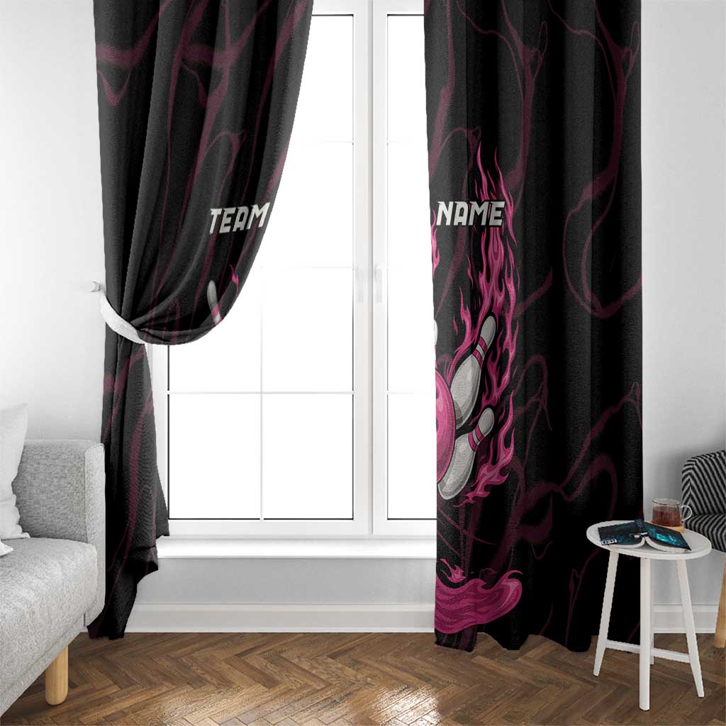 Pink Flaming Bowling Ball and Pins Window Curtain with Lightning Effect Graphic Design - Wonder Print Shop