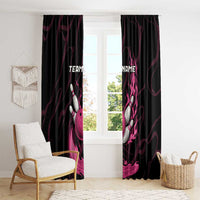 Pink Flaming Bowling Ball and Pins Window Curtain with Lightning Effect Graphic Design - Wonder Print Shop