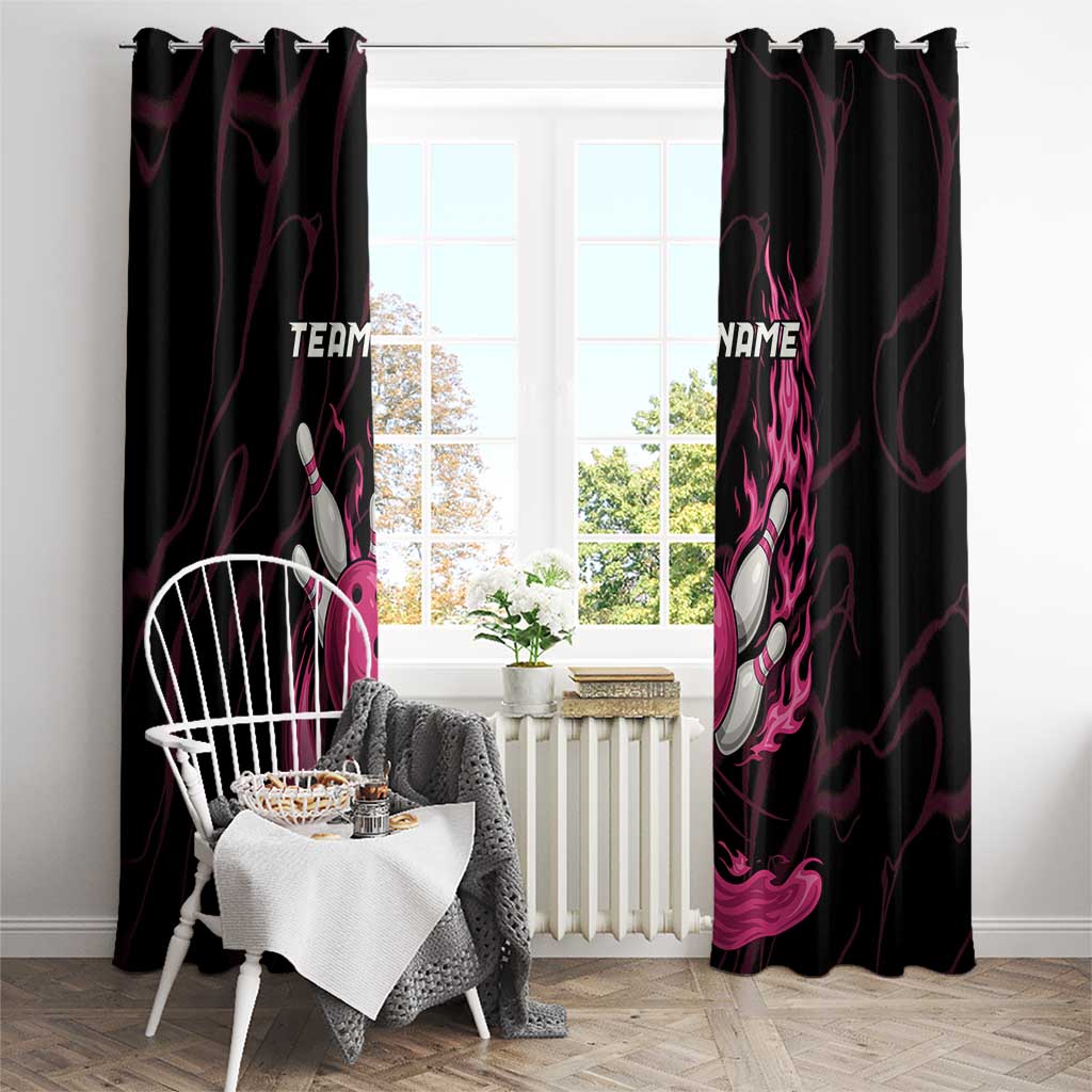 Pink Flaming Bowling Ball and Pins Window Curtain with Lightning Effect Graphic Design - Wonder Print Shop