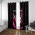 Pink Flaming Bowling Ball and Pins Window Curtain with Lightning Effect Graphic Design - Wonder Print Shop