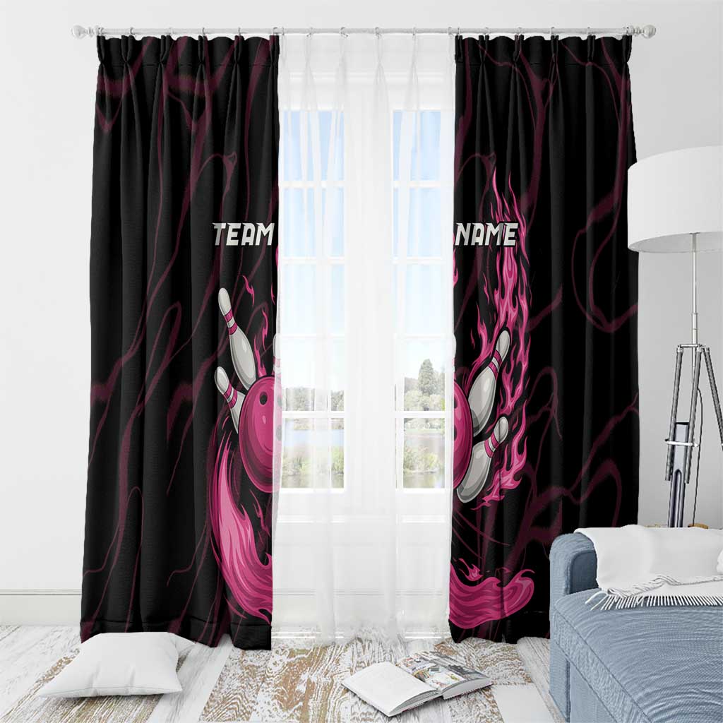 Pink Flaming Bowling Ball and Pins Window Curtain with Lightning Effect Graphic Design - Wonder Print Shop