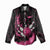 Pink Flaming Bowling Ball and Pins Women Casual Shirt with Lightning Effect Graphic Design - Wonder Print Shop