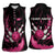 Pink Flaming Bowling Ball and Pins Women Sleeveless Polo Shirt with Lightning Effect Graphic Design - Wonder Print Shop