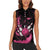 Pink Flaming Bowling Ball and Pins Women Sleeveless Polo Shirt with Lightning Effect Graphic Design - Wonder Print Shop