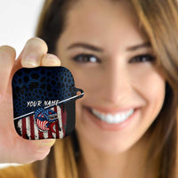 Aggressive Bass Fishing AirPods Case with American Flag Pattern on Grunge Hex Background - Wonder Print Shop