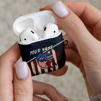Aggressive Bass Fishing AirPods Case with American Flag Pattern on Grunge Hex Background - Wonder Print Shop