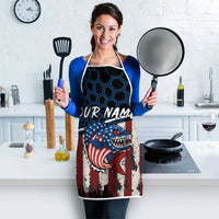 Aggressive Bass Fishing Apron with American Flag Pattern on Grunge Hex Background - Wonder Print Shop