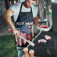 Aggressive Bass Fishing Apron with American Flag Pattern on Grunge Hex Background - Wonder Print Shop