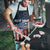 Aggressive Bass Fishing Apron with American Flag Pattern on Grunge Hex Background - Wonder Print Shop