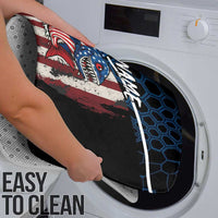 Aggressive Bass Fishing Bathroom Set with American Flag Pattern on Grunge Hex Background - Wonder Print Shop