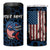 Aggressive Bass Fishing 4 in 1 Can Cooler Tumbler with American Flag Pattern on Grunge Hex Background - Wonder Print Shop