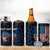 Aggressive Bass Fishing 4 in 1 Can Cooler Tumbler with American Flag Pattern on Grunge Hex Background - Wonder Print Shop