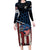 Aggressive Bass Fishing Family Matching Long Sleeve Bodycon Dress and Hawaiian Shirt with American Flag Pattern on Grunge Hex Background - Wonder Print Shop