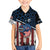 Aggressive Bass Fishing Family Matching Off The Shoulder Long Sleeve Dress and Hawaiian Shirt with American Flag Pattern on Grunge Hex Background - Wonder Print Shop